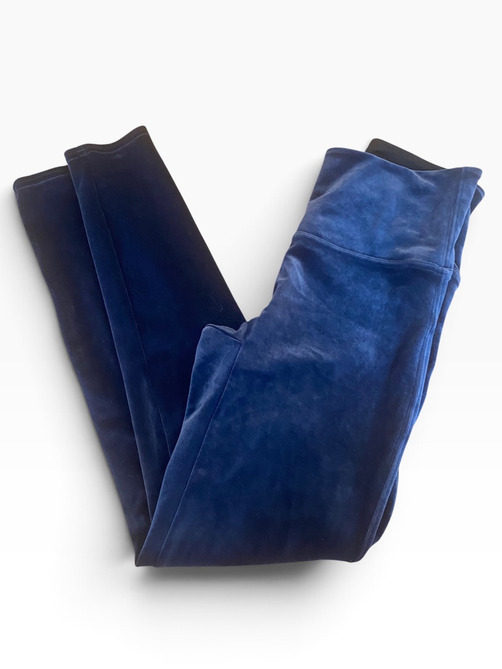 SPANX Women's Velvet High Rise Leggings Medium Lapis Control Top M Dark Blue